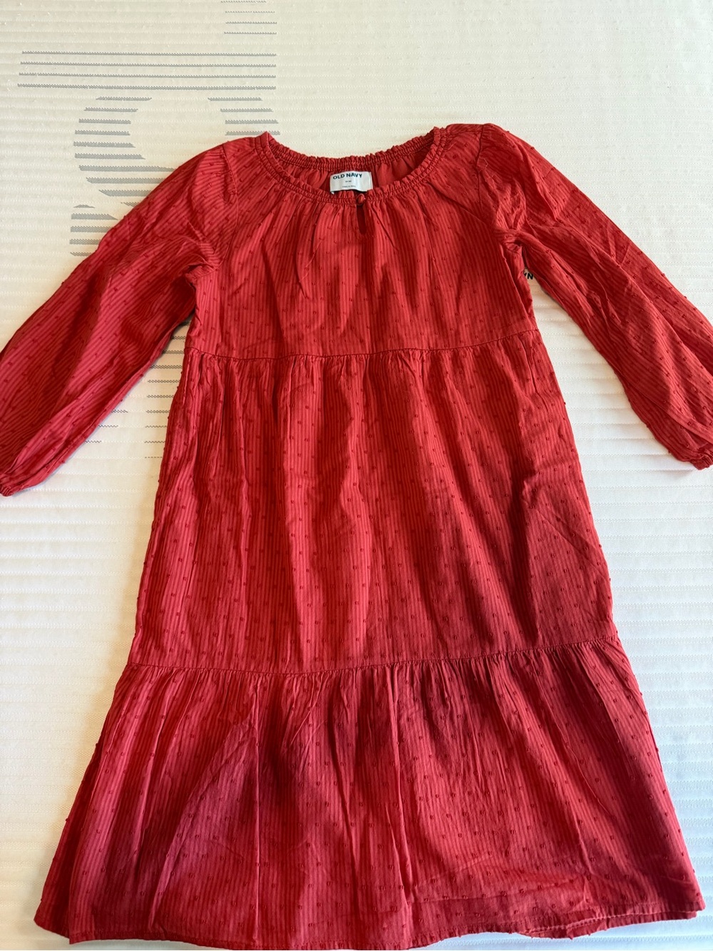 Old Navy Red Long-Sleeve Tiered Girls Dress